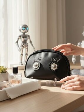 Robot themed cosmetics bag